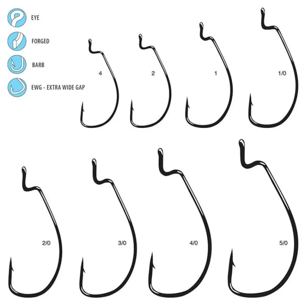Outlet Extra Wide Gap (EWG) Worm Hook 100 Pack Hooks